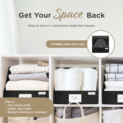 VIVIDECOR Open Front Trapezoid Closet Bins, Closet Shelf Organizer, Black - Image 5