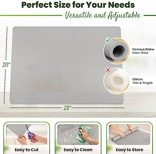 Large Silicone Mat 28" x 20" Thick Heat Resistant, Kitchen Counter Mat Waterproof - Coffee Machine, Glass Top Stove Cover Countertop Protector for Air Fryer, Baking (Semi-Translucent) - Image 3