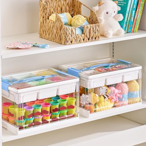 Vtopmart 24 QT Blue Clear Craft Organizer with Tray & Dividers, 1 Pack - Image 6