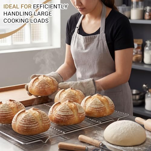 Lounsweer 4 Pcs Cooling Racks, 21L X 13W X 1H Stainless Steel Wire Rack for Baking Sheet, Large Cookie Cooling Rack, Oven Safe Cooking Racks for Sheet Pan, Dishwasher Safe, 2/3 Size - Image 4