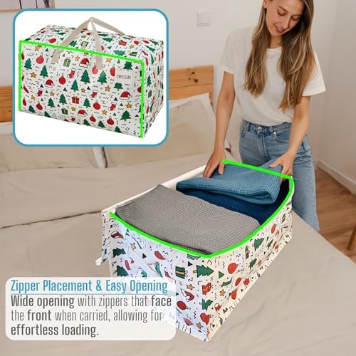 VENO 4 Pack Extra Large Heavy Duty Moving Bags with Wide Opening & Reinforced Handles, Reusable Storage Tote Bags with Strong Zippers for Clothes, College Dorm Essentials & Moving Supplies - Image 4