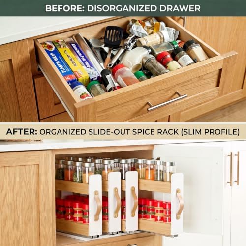 Yookeer Bamboo Pull Out Spice Rack for Cabinet, 11.8" W,4 Drawers - Image 6