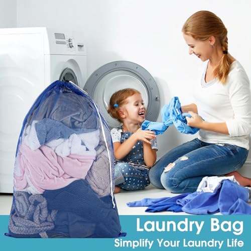 2 Pack Mesh Laundry Bags 23x34 Inch Drawstring Locking for Travel Home - Image 5