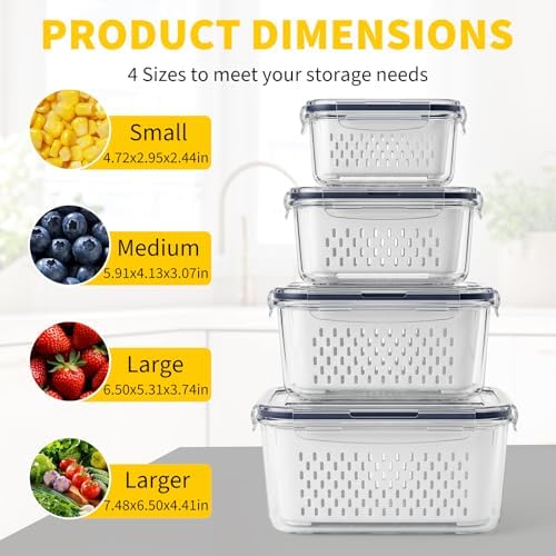 Berry keeper Fruit Storage Containers for Fridge with Removable Colander - Image 2