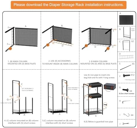 2IN1 Baby Diaper Caddy Organizer-3 Tier Rolling Storage Cart with Dividers - Image 4