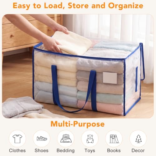 Dntorx 8 Pack 93L Clear Moving Bags Heavy Duty Extra Large 200LBS, Blue - Image 3