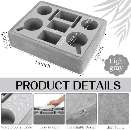 Yerliker Couch Tray Cup Holder, Flannel Sofa Caddy Waterproof,Gray - Image 2