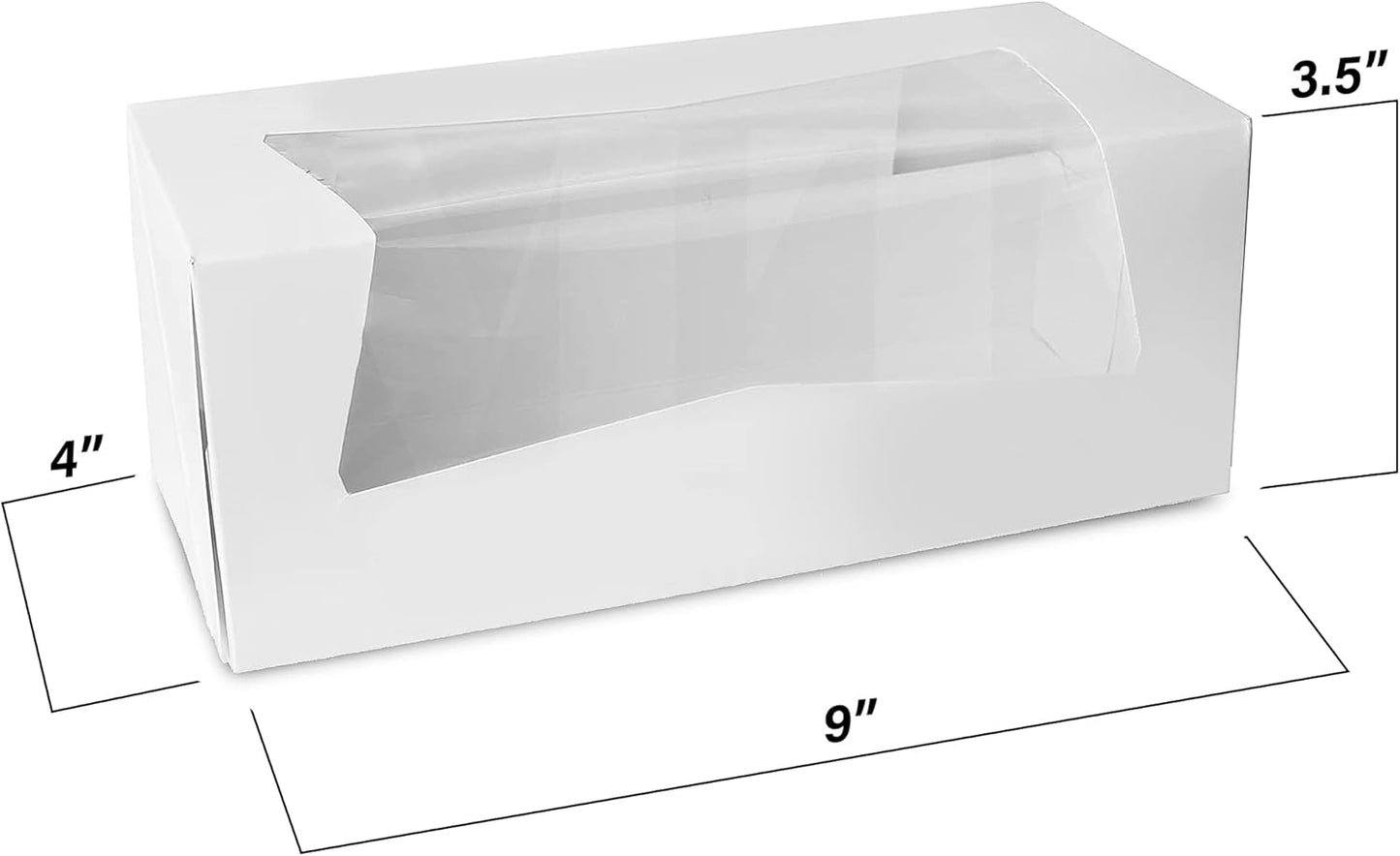 MT Products White Cupcake Boxes 9" x 4" x 3.5" - Bakery Boxes with Window (Pack of 15) - Made in USA