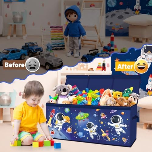 Toy Storage Box with Lids Extra Large Collapsible Toy Box Chest for Kids - Image 4