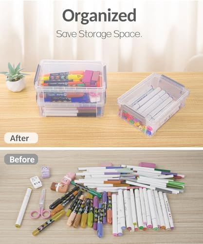 Sooez 6 Pack Extra Large Pencil Box, Plastic Pencil Case Crayon Box - Image 7