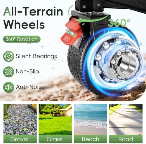 46" L Collapsible Foldable Extended Wagon, 500LB Weight Capacity with 280L Heavy Duty Folding Cart,Utility Wagon with All-Terrain Beach Wheel & Drink Holders,Green - Image 6