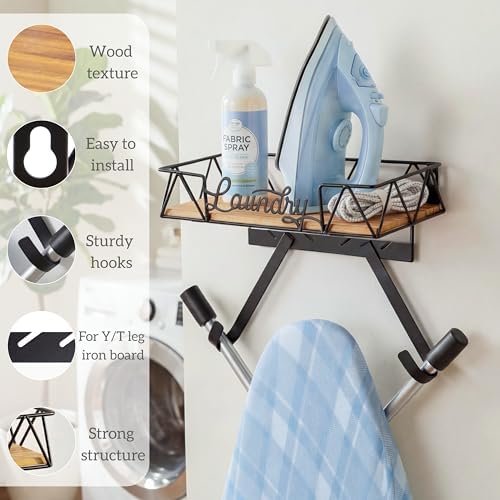 PERFNIQUE Ironing Board Holder Wall Mount, Ironing Board Hanger, Iron Board Wall Mount(T&V Shaped), Iron Storage, Laundry Room Organization&Farmhouse Laundry Room Decor - Image 2