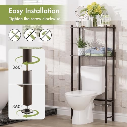 AmazerBath Bamboo Over The Toilet Storage Shelf, 2-Tier Over Toilet Bathroom Organizer Rack, Bathroom Shelves Over Toilet Space Saver, Espresso - Image 5