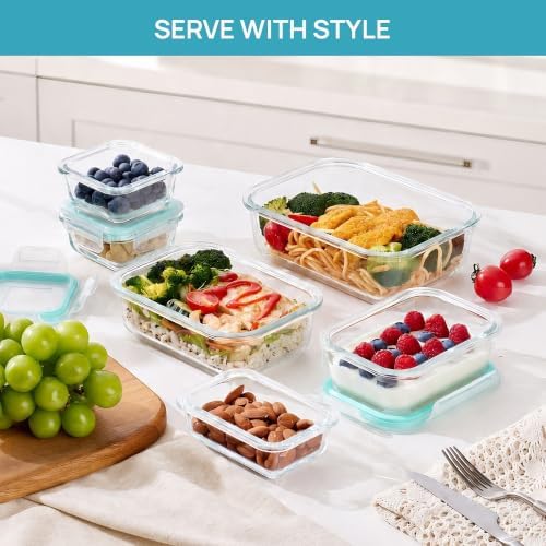 Vtopmart 6 Pack Glass Food Storage Containers with Lids Green - Image 5
