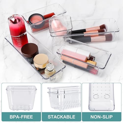 23 PCS Drawer Organizer Set, 5 Size Bathroom and kitchen organizer Trays - Image 3