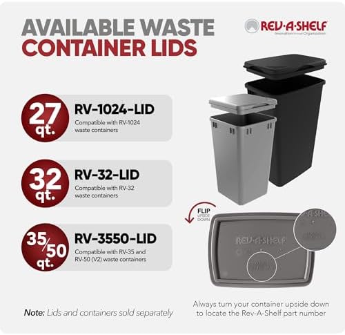 Rev-A-Shelf Double Pullout Garbage Trash Cans for Kitchen Cabinets, 35 Qt - Image 4