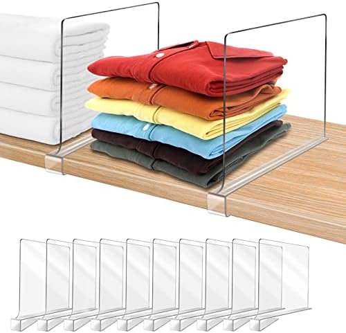 Acrylic Shelf Dividers for Closet Organization 10PCS Closet Shelf Divider Closet Dividers for Shelves Shelf Organizer for Closet Shelf Organizer for Wood Closet Separator Clear by OMGelic