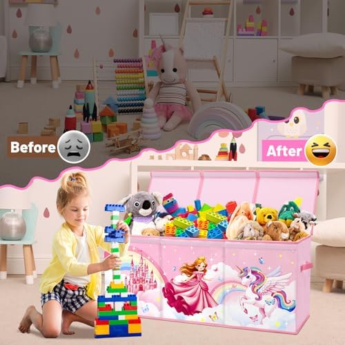 Toy Storage Box with Lids Extra Large Collapsible Toy Box Chest for Kids - Image 4