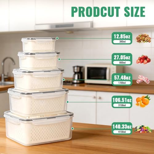 5 PCS Fruit Storage Containers for Fridge Food Storage Containers - Image 2