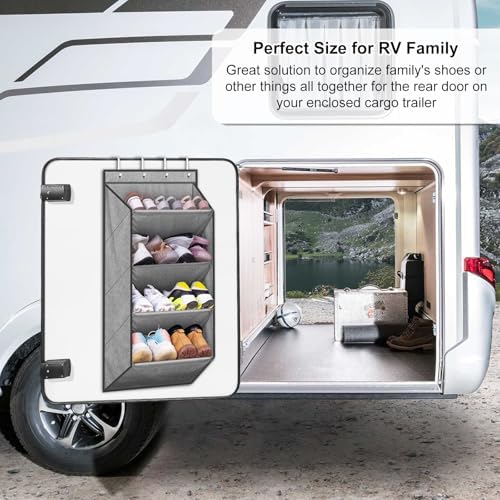 SLEEPING LAMB Over the Door Shoe Organizer for Closet, Short Hanging Shoe Rack with Large Deep Pockets, Narrow Door Sneaker Storage for Boots in RV, Dorm, Grey - Image 5