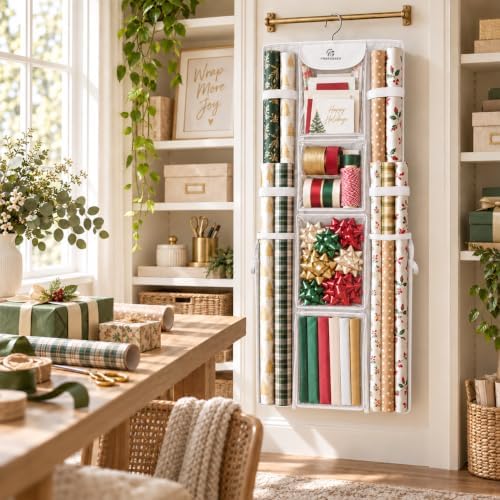 Freegrace Hanging Gift Wrap Organizer - Wrapping Paper Storage Bag, 41 Inch - Image 7