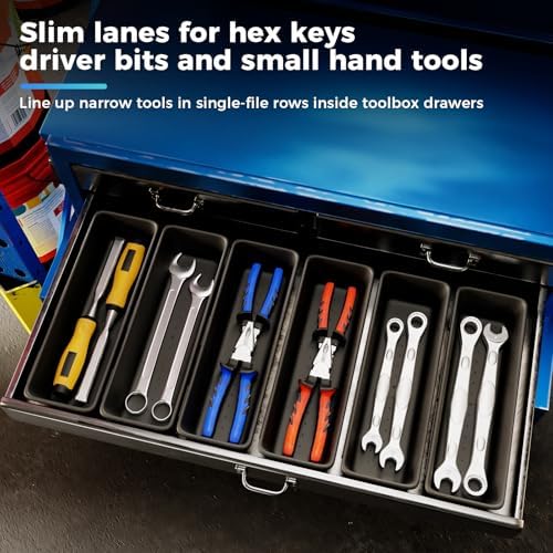 8 PCS Medium Tool Box Organizer Trays & Desk Drawer Organizer Bins for Toolbox and Workbench, Slim Tray Dividers for Hex Keys, Driver Bits, Small Hand Tools and Desk Supplies (M_8PCS_Black) - Image 6