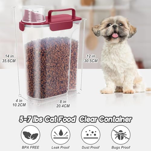 LEAWALK 5-7Lbs Airtight Dog Cat Pet Food Storage Container-Elegant Red - Image 2