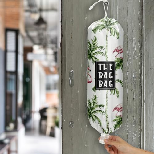Plastic Bag Organizer, Reusable And Washable Country Style Plastic Cag Organizer,​for Home Kitchen Travelling Camping Decor, use 1 Pack，Flamingo Palm Tree Pattern - Image 6