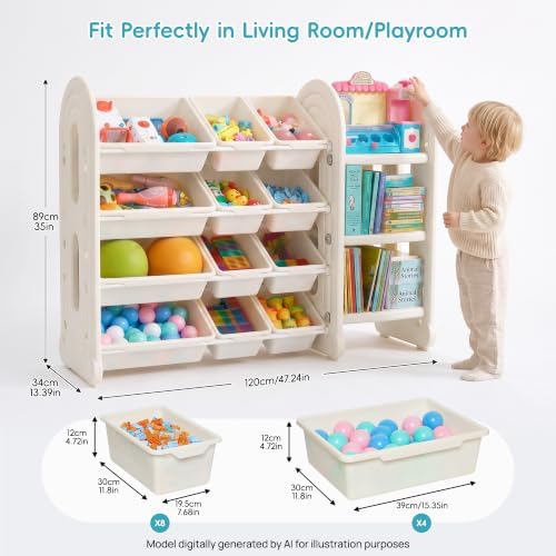 Vtopmart Kids Toy Storage Organizer with Bookshelf for Playroom - Image 2