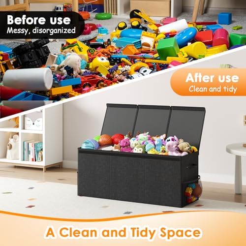 150L Extra Large Toy Storage Box with Lid, Foldable Toy Chest Organizer - Image 5