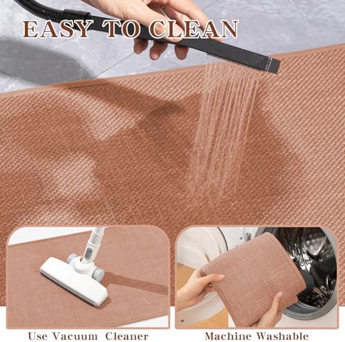 chakme Bathroom Rugs Mat U-Shaped 24x17, Ultra ThinNon Slip Bath Mat Small Quick Dry Absorbent Bath Matfor Bathroom Floor, (Dark Pink, U-24"x17") - Image 6