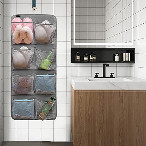 Dual-Sided Hanging Closet Organizer for Socks Underwear Bra Kids Storage Organizer for Baby Clothes Toddler Shoes with 26 Pockets (Grey-Mesh Pockets) - Image 5