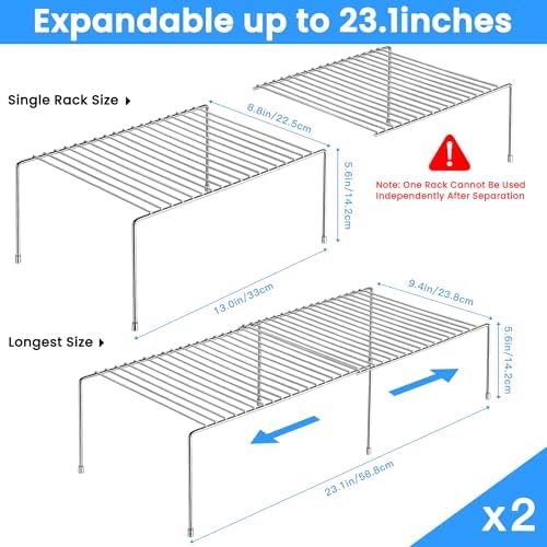 Tomorotec Spice Rack Cabinet Organizer, Expandable Steel, Kitchen, Silver - Image 2