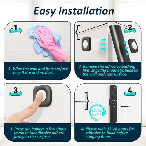 Magnetic Silicone Remote Control Holder Wall Mount for TV Fan 6 Pack Black - Image 3