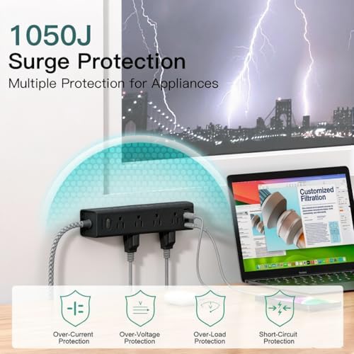 20FT Long Extension Cord, Power Strip with 12 AC Outlets & 4 USB Ports - Image 6