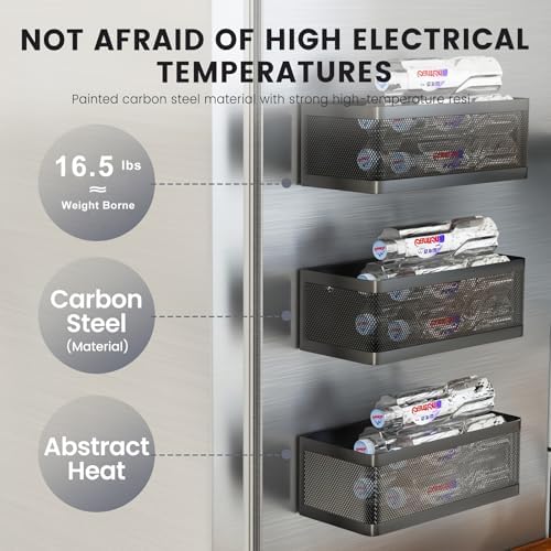 1 Pcs Magnetic Shelf For Fridge, Black, 11''L*4.9''W*3.9''H - Image 4
