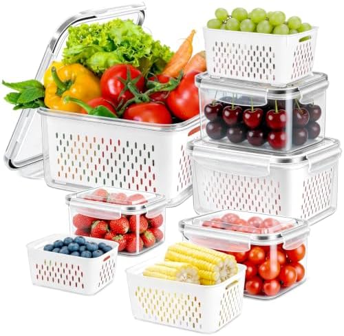 10 PS Fridge Food Plastic Storage Container with Colander by ODOMU