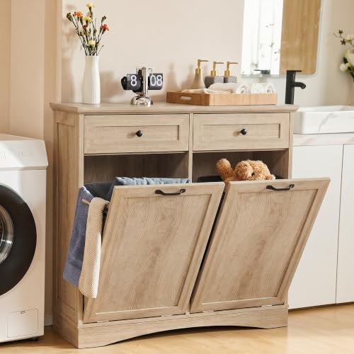 Double Tilt Out Trash Cabinet Freestanding Natural by OUTGUAVA