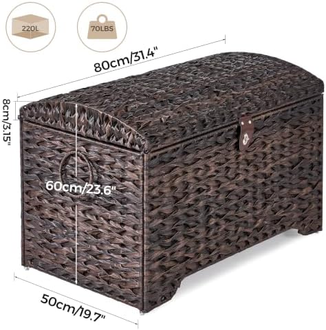 220L Handwoven Wicker Storage Basket with Lid, Large Storage Trunk - Image 7