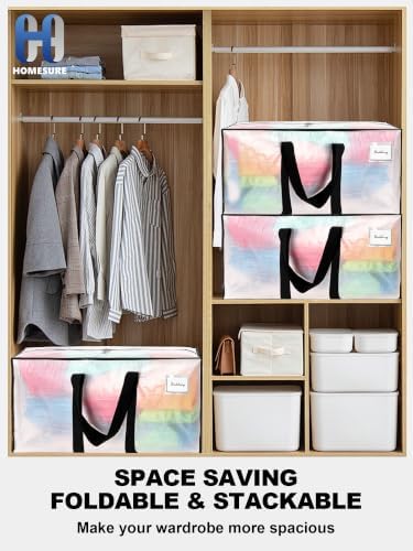HOMESURE 8 Pack Large Strong Moving Bags with Zippers & Carrying Handles - Water-Resistant - Heavy Duty Tote for Space Saving Storage, Fold Flat, Alternative to Moving Box (Clear) - Image 6