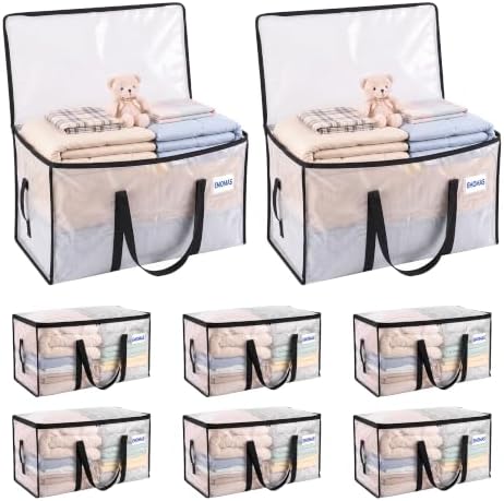 8 Pack Clear Moving Bags, Heavy Duty, Extra Large with Handles by EMOMAS