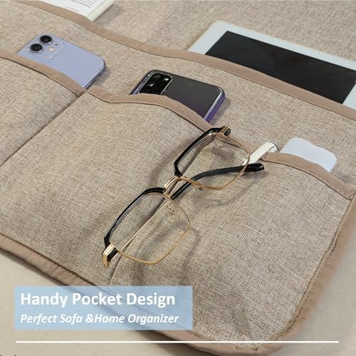 Armchair Caddy for Couch Linen Remote Control Holder with 6 Pockets 1 Piece - Image 2