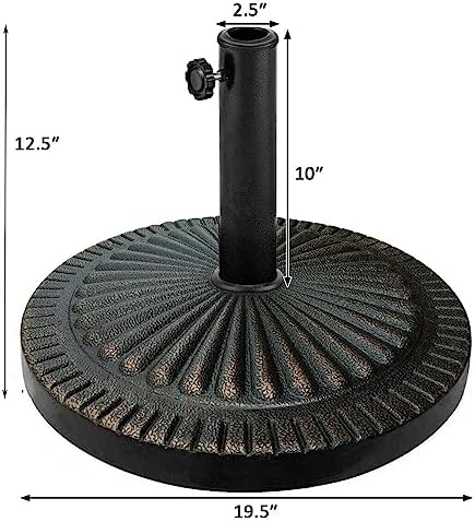 GIANTEX 31.5 lbs Patio Market Umbrella Base, Heavy Duty Cast Iron Resin Outdoor Stand, Vintage Garden Umbrella Holder, Umbrella Holder for Deck Porch Lawn Garden - Image 6
