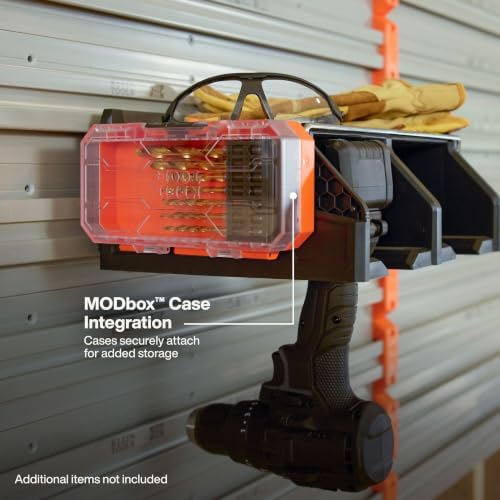 Klein Tools 54867MB MODbox Power Tool Dock, Modular Wall Mount for Cordless Drills and Impact Drivers, Secure Steel Locking Rod, Tool-Free Installation for Garage, Trailer, and Jobsite Organization - Image 4