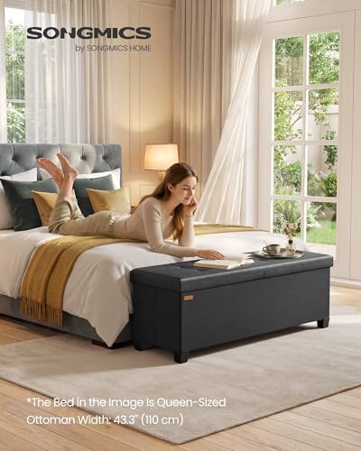 SONGMICS Storage Ottoman Bench with Legs, Flipping Lid, 43.3 Inches - Image 4