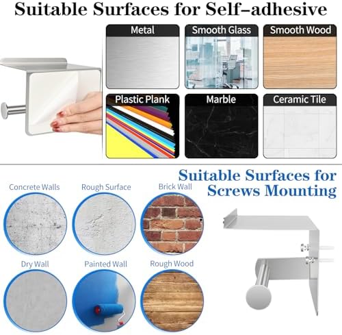 1pcs Brushed Nickel Toilet Paper Holder with Shelf - Image 3