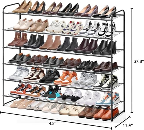 KEETDY Large Shoe Rack 6 Tier Organizer Tall Metal Shoe Organizer for Entryway Bedroom Floor Garage, Wide Shoe Shelf Storage Fits 42 Pairs Men Sneakers, Black - Image 2
