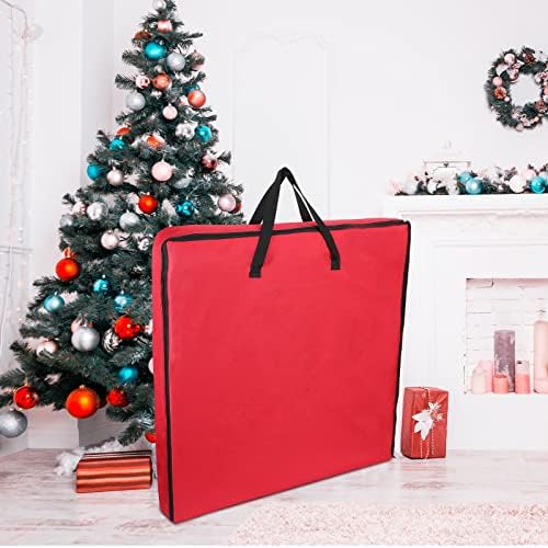 Oudain Pop up Christmas Tree Storage Bag Large, 34 x 34 x 4.7 Inch, Red - Image 5