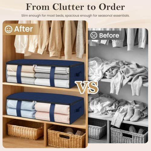 6 Pack Storage Bags, 40L Clothes Storage Containers, Storage Bins, Blue - Image 4