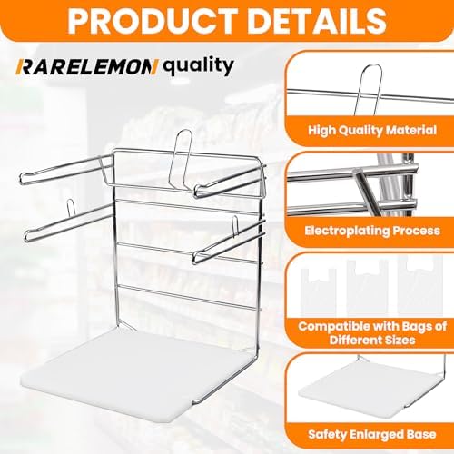 Bag Holder Stand for Plastic Bags – 15.7”Wx12.4”Dx12.4”H Metal Grocery Sack Holder and Dispenser Chrome T Shirt Bag Holder Rack Shopping Bag Holders for Grocery Bags for Retail and Store Use - Image 2